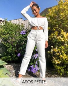 ASOS DESIGN Petite High rise 'slouchy' mom jeans in off white