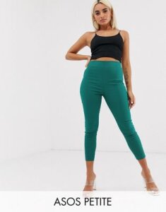 ASOS DESIGN Petite high waist pants in skinny fit-Green