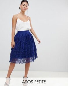 ASOS DESIGN Petite lace midi prom skirt-Navy