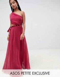 ASOS DESIGN Petite maxi dress with sequin bow cut-out detail-Red