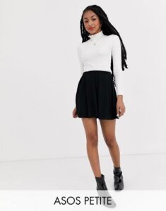 ASOS DESIGN Petite mini skirt with box pleats-Black
