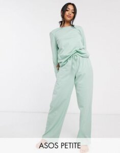 ASOS DESIGN Petite mix & match jersey pyjama pants-Green