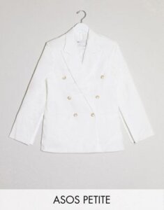 ASOS DESIGN Petite split sleeve suit blazer in texture-White
