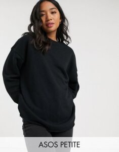 ASOS DESIGN Petite textured oversized sweatshirt in black