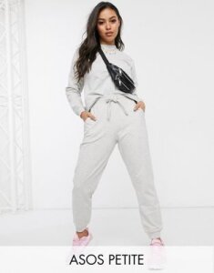 ASOS DESIGN Petite tracksuit ultimate sweat / jogger with tie-Gray