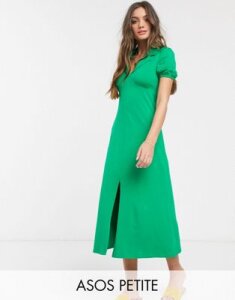 ASOS DESIGN Petite ultimate midi tea dress with collar in green