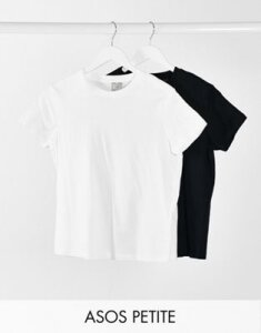 ASOS DESIGN Petite ultimate organic cotton t-shirt with crew neck 2 pack SAVE-Multi