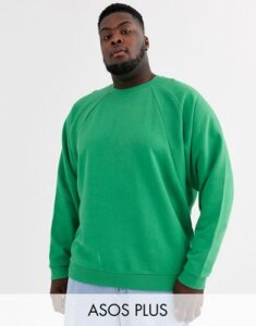 ASOS DESIGN Plus oversized sweatshirt with rib detail-Green