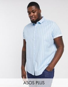 ASOS DESIGN Plus regular stripe shirt in blue