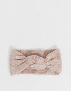 ASOS DESIGN pointelle headband with front knot detail in pink