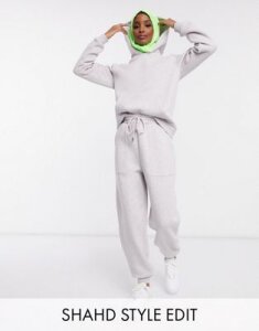ASOS DESIGN premium tracksuit hoody / basic jogger with pocket details in neppy in lilac-Purple