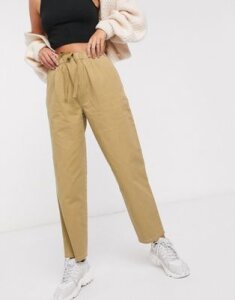 ASOS DESIGN pull on carpenter with contrast stitch in tan-Stone