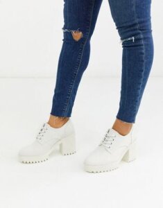 ASOS DESIGN Pupil chunky lace up heeled shoes in white