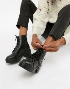 ASOS DESIGN Raider Chunky Lace Up Boots-Black