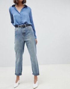 ASOS DESIGN Recycled Ritson rigid mom jeans in aged light stonewash blue