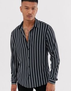 ASOS DESIGN regular stripe shirt in black and white