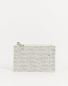 ASOS DESIGN rhinestone coin purse with cardholder-White