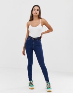 ASOS DESIGN Ridley high waisted skinny jeans in deep blue wash