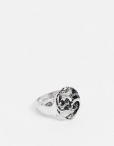 ASOS DESIGN ring with snakes design in burnished silver