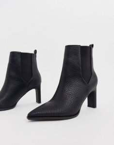 ASOS DESIGN Romeo pointed heeled boots in black snake
