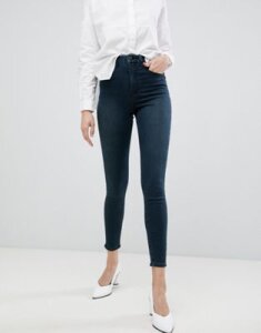 ASOS DESIGN 'Sculpt me' high waisted premium jeans in blackened green cast-Blue