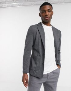 ASOS DESIGN skinny casual jersey blazer in charcoal-Gray