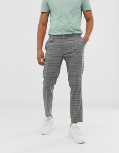 ASOS DESIGN skinny crop smart pants in gray check