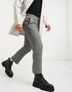 ASOS DESIGN skinny crop smart wool mix pants in oversized black check