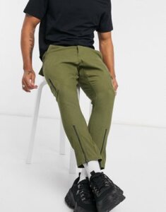 ASOS DESIGN skinny pants with multi zips in green