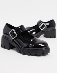 ASOS DESIGN Skittle chunky mary jane mid heels in black