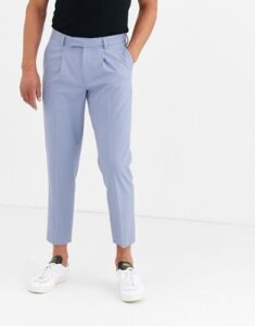 ASOS DESIGN slim cropped smart pants in blue-Purple