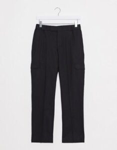 ASOS DESIGN smart skinny pants in black with cargo pockets and elasticated waist