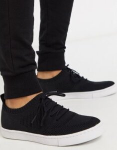 ASOS DESIGN sneakers in black knitted mesh