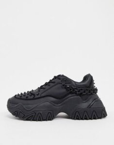 ASOS DESIGN sneakers in black with chains and chunky sole