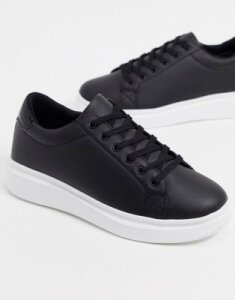ASOS DESIGN sneakers with chunky sole and contrast heel in black