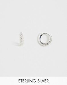 ASOS DESIGN sterling silver hoop earrings with pave crystals