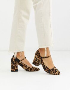 ASOS DESIGN Stories mary-jane mid heels in leopard-Multi