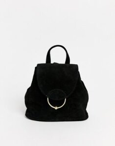 ASOS DESIGN SUEDE mini backpack with ring and ball detail-Black