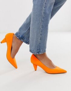 ASOS DESIGN Summary mid-heeled pumps in neon orange