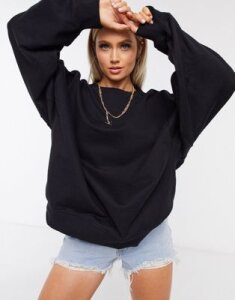 ASOS DESIGN super oversized cocoon sweatshirt with panel detail in black