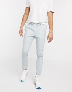 ASOS DESIGN super skinny chinos with elastic waist in light blue