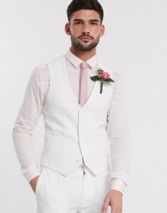 ASOS DESIGN super skinny suit vest in white