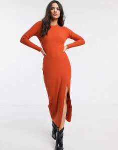 ASOS DESIGN super soft rib open back maxi dress in orange