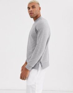 ASOS DESIGN sweatshirt in gray marl with split hem