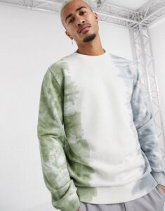 ASOS DESIGN sweatshirt in pastel wash-Gray