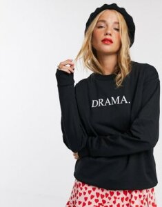 ASOS DESIGN sweatshirt with drama motif-Black