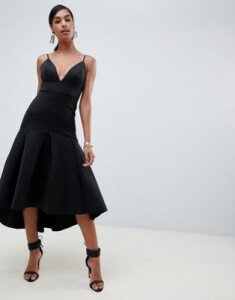 ASOS DESIGN Sweetheart midi dress with pephem-Black