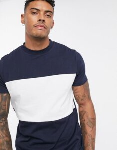 ASOS DESIGN t-shirt with contrast body panel in navy