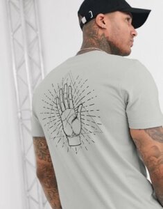 ASOS DESIGN t-shirt with palm print-Gray
