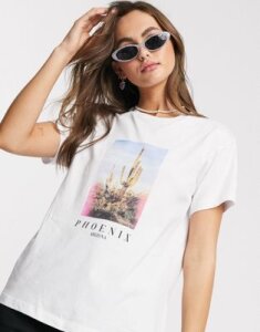 ASOS DESIGN t-shirt with photographic cactus print-White